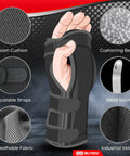 Carpal Tunnel Wrist Brace Night Support With Splint Stabilizer And Palm Cushion shown with neoprene material details