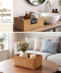 Top Shelf Seagrass Basket Set Features Six Dang Good Pantry Organizers With Snazzy Pre Printed Labels For A Spotless Home Makeover Across Closets Counters And Mudrooms Anywhere in a living room and bathroom setup.