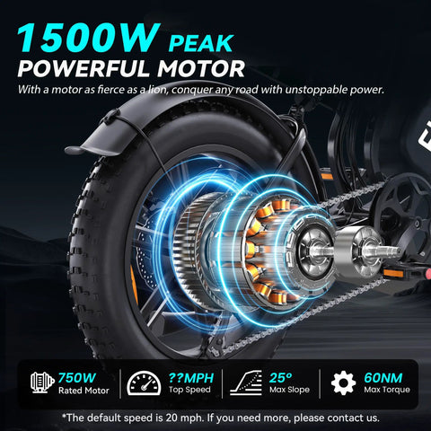 Adult Fat Tire Electric Bike With Fast Speed, NFC Password Unlock And Big Color LCD Screen For Street Riding And Off Road Adventure All Day, rear wheel motor