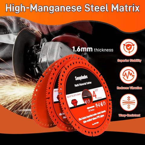 Tough As Nails Brazed Diamond Cutting Discs For Angle Grinders Smashes Right Thru Tile And Metal Giving Smooth Precision Cuts Every Single Time 4 1/2 Inch Diameter 7/8 Inch Arbor 6 Pack with high-manganese steel matrix.