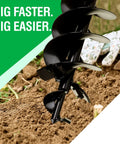 Powerful Heavy Duty Planting Auger With Replaceable Parts 5 Inch By 28 Inch Hex Drive garden digging tool in soil
