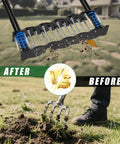 Manual Lawn Aerator Tool With Dual Spring Spikes Stainless Steel Lawn Aerator For Soil Loosening versus traditional garden fork.