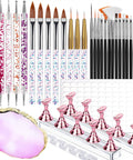 All-In-One Nail Art Tools Kit With 23 Pcs Brushes 5 Dotting Tools 2 Magnetic Nail Stands 100 Double-Sided Adhesive Tabs
