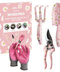 Flower Pattern Aluminum Garden Tool Set With Gloves In Pink Gift Box Three Essential Hand Tools Trowel Rake Pruner