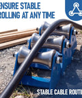 Boss Level Heavy Duty Cable Pulling Sheave With Multi Size Grip Pulley Ensures Smooth Wire Feeding Every Time For Confined Trenches And High Voltage Tunnel Routing Tasks On Site, showcasing stable cable routing with steel rollers.