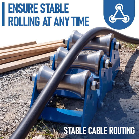 Boss Level Heavy Duty Cable Pulling Sheave With Multi Size Grip Pulley Ensures Smooth Wire Feeding Every Time For Confined Trenches And High Voltage Tunnel Routing Tasks On Site, showcasing stable cable routing with steel rollers.