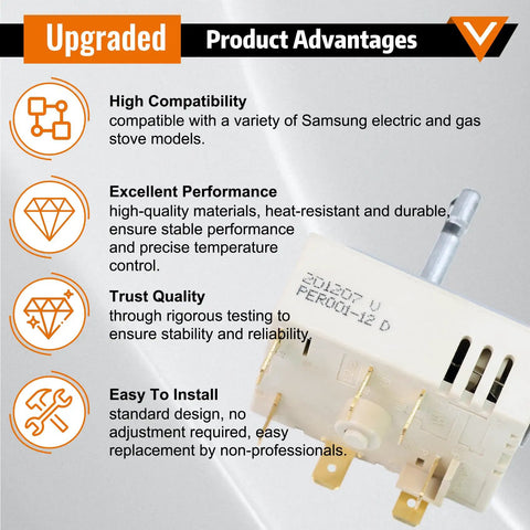 Dual Range Surface Element Switch Replacement For Samsung PER00112D Compatible With AP6037530 PS11771631 advantages