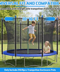 Top Shelf 2 Set Trampoline Pole Replacement Kit With Upper And Lower Straight Tubes Universal Enclosure Accessories Foam Sleeves Pole Caps And Heavy Duty Hardware Fits 8 To 16 Feet No Sweat Setup; children playing on a trampoline with safety enclosure.