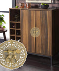 Flower Pot Cabinet Faceplate Set 5.52 Inches Square With Solid Brass Pull And Eight Radial Washers for architectural interior design.