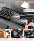 Cordless Air Duster With 130000 RPM Motor cleaning a keyboard, showcasing speed settings and versatility for various surfaces.