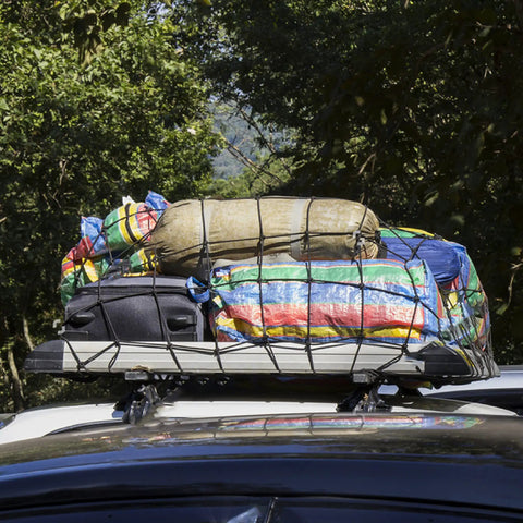 Heavy Duty Truck Bed Cargo Net For Pickup And SUV, 4 By 3 Feet Stretching To 8 By 6, securing bags on vehicle roof rack