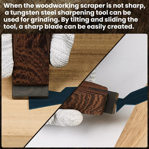 17Pcs Card Scraper Set For Woodworking with cabinet scrapers and burnisher sharpening a blade on wood