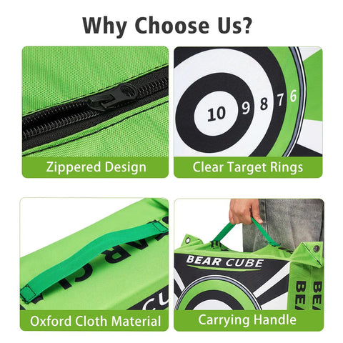 Portable Archery Bag Target With Dual Sides For 30 Pound Bows On The Go showing zippered design and target rings
