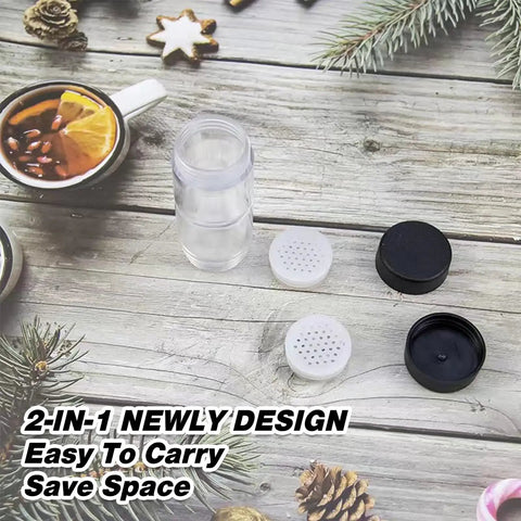 Moisture Proof Salt And Pepper Shaker Set With Airtight Lid Two In One Portable Spice Shaker for camping and travel, clear, 1.0 fl oz
