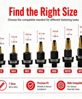 Heavy Duty Carbon Steel Rivet Nut Tool Set M3 To M12 Metric Kit For Auto Repair Bodywork And Sheet Metal Jobs With Mandrel Puller And Matching Fasteners, M3-M12 sizes shown