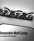 LED Bathroom Vanity Lights 24 Inch Black Three Light Acrylic Wall Sconces With 350 Degree Rotatable Over Mirror Mount Modern Vanity Fixture For Powder Room Lit Look