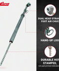 Dual Head Tire Pressure Gauge With Plated Brass Tube, 12.75 Inch Reach, dual head air chuck, hang-up loop, durable indicator