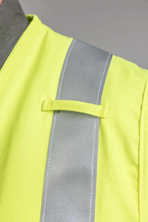Hi Vis Deluxe FR Road Vest Type R Class 2 Small Dual Certified For Flash Fire And Arc Hazard Zipper Front Mic Clip