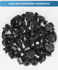 Close-up of assorted black screws from 400Pcs Computer Screws Assortment Kit With Screwdriver And Standoffs For Universal Motherboard.