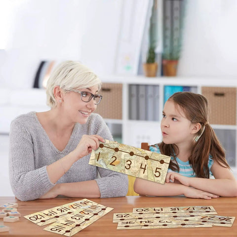 Teacher and student using Travel Map Number Line Set From Negative 20 To Positive 120 For Math Class 29 Pieces With Adhesive Dots
