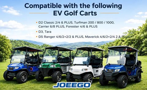 Real Deal Straight Up Solid 48V To 12V DC DC Step Down Converter For Electric Golf Carts in use with various golf cart models.