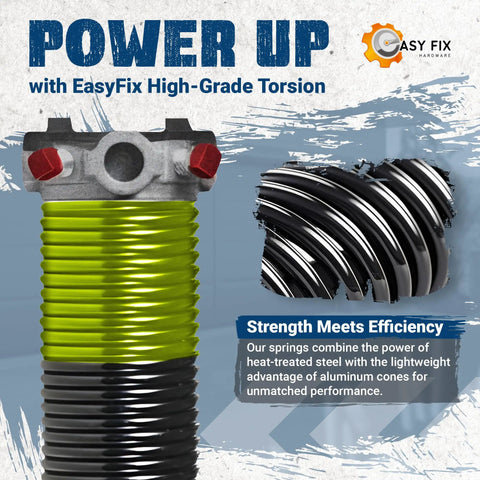 Heavy Duty Garage Door Torsion Springs 207x1.75x23 With 1-Inch Bearing And Winding Bars, Precision E-Coating, Corrosion-Resistant