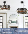 Farmhouse style ceiling fan with light remote control reversible bladeless design 3 speed settings 1 2 4 hour timer in classic finish