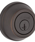 780 Deadbolt One Sided Keyed Entry With SmartKey Security In Venetian Bronze for exterior doors, showing front view of lock