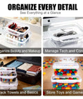 3 Pack Legit Hard Shell Zipper Cases Featuring Crystal Clear Visibility Deep Bottom Layout And Totally Waterproof Build For Dope Storage Solutions And Straight Up Quick Access, showcasing organization for beauty, tech, and toys.