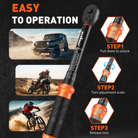 Quarter Inch Torque Wrench Set With 20 To 240 In-Lb Range, Three Inch Extension Bar, One Quarter To Three Eighths Inch Adapter, Cr-V Pro-Grade Inch-Pound Wrenches For Bike Motorcycle And Small Engine Repair, black inch-pound wrench