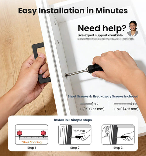 Installation of 20 Pack 3 Inch Hole Center Kitchen Cabinet Handles, Solid Zinc Alloy Square Drawer Pulls In Matte Black Boss Look