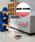 Man using Heavy Duty Industrial Furniture Movers With Wheels and Dolly Lifter Sliders Five Casters Cart for moving sofa