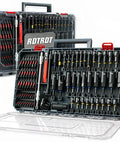 86-Piece Magnetic Impact Nut Driver Set With SAE And Metric Bits in open black and red carrying case