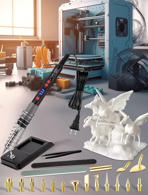 Dope 21 In 1 3D Printer Soldering Kit With 80W LCD Digital Adjustable Temperature Iron Includes Brass Tip Adapter