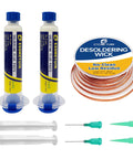 Desoldering Wick Braided Soldering Flux Paste Combo For Electronics Soldering With 10 Ft Wick And 10cc Bottle Low Residue Lead Free