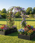 Galvanized Raised Garden Bed With Trellis, 6 By 3 By 1 Ft, Two Pack Outdoor Garden Beds for Vegetables, Herbs, and Flowers, Black