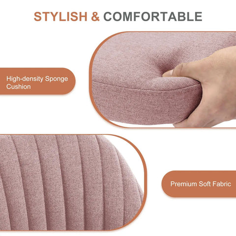 Comfy Vanity And Desk Chair With Wide Seating Armless Height Adjustable Rolling Swivel Task Chair With Wheels For Home Office Bedroom Dorm Students And Adults Blush cushion detail showing high-density sponge and premium soft fabric.