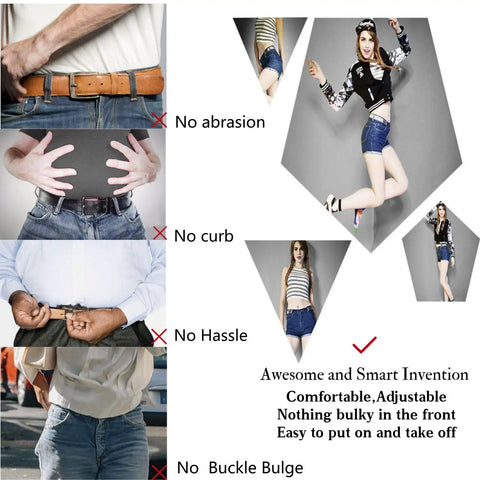 Comparison of traditional belt vs Buckle-Free Elastic Belt, highlighting comfort and easy wear. No Buckle Elastic Belt For Men, Stretch