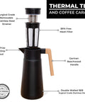 68 Oz Stainless Steel Insulated Coffee Carafe With Tea Infuser And Strainer 2 Liter Double Wall Vacuum Thermal Dispenser Black