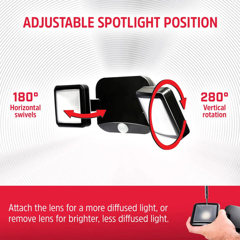Wireless Battery Operated Outdoor LED Flood Light Two Head Security Spotlight With 800 Lumens No Wiring Required shown