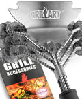Bristle Free Grill Brush And Scraper 18 Inch Safe BBQ Cleaner For Porcelain Grates And Gas Or Charcoal Grills No Bristles Melting Risk Free Grilling Tool Gift For Grill Lovers And Masters product image with wide scraper and flexible helix.