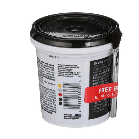 Back view of Brake Caliper Synthetic Grease For Automotive Disc Brakes High Temp Lubricant For Sliding Pins And Caliper Pistons with applicator brush