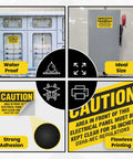 Thirty Six Inch Caution Stickers Pack Of Ten Seven By Five Inch Electrical Panel Clearance Signs on utility panel outdoors.