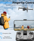 Person controlling 4K Camera Drone For Adults And Teens, FPV Foldable Quadcopter with phone app and remote, brushless, outdoors