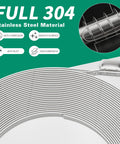 Front view of a coil of 304 stainless steel hose clamps; adjustable worm-gear clamps for pipes and ducts