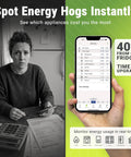 Keep Tabs On Your Grid With This Real Time Home Energy Monitor That Tracks Power Draw And Solar Net Metering For Zero Headache Install And UL Certified Safety To Stop Bleeding Cash, woman checking energy data on phone.
