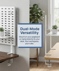 Two Pack Adjustable Desk Clamp Set For Pegboards And Workbenches, white iron shelf on wall and desktop with plant