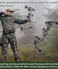 Hunter using compound bow with 2 Pack Ground Bow Holder Set For Hunting Practice Ready To Go Ground Stake Bow Stand