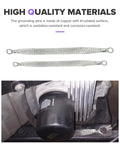 Heavy Duty 5 Pack Copper Ground Straps For Tuned Rides, 10 And 13 Inch Flat Braided Battery Cables With Tinned Terminals visible in engine compartment.
