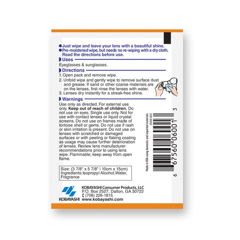 ClearWipe Microfiber Wipes, white, 40 count; back of package with barcode and size 3 7/8 in × 5 7/8 in (10 × 15 cm).